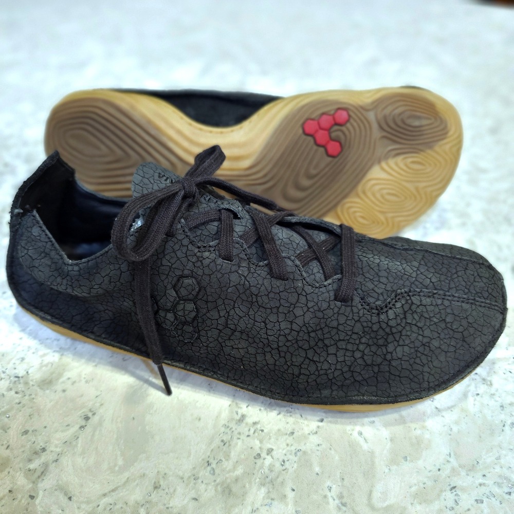 Vivobarefoot Sensus Mens EU 44 US 11 Black Leather Barefoot Shoes 309560-13
